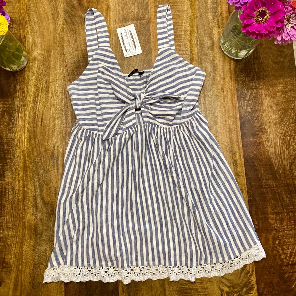 Striped blue tank top.